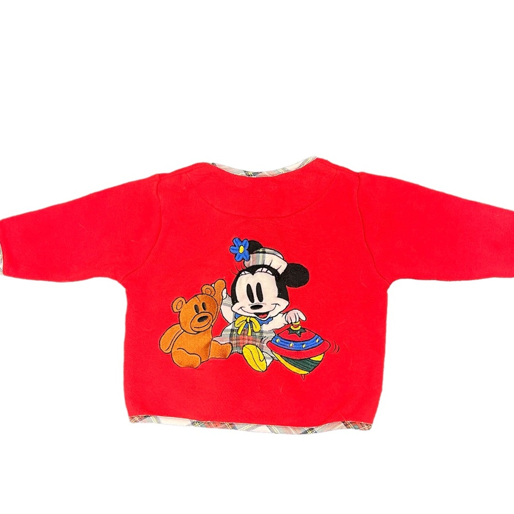 Vintage red kid baby toddler zip up Disney Mickey sweater embroidered 18M